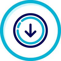 Down Two Color Blue Circle Icon vector