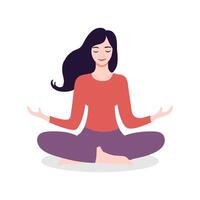 a woman sitting in lotus position vector