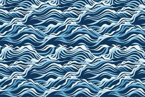 Abstract blue sea wave seamless pattern background vector