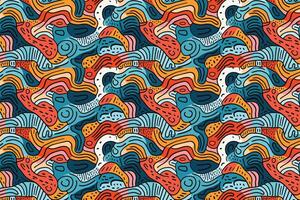 a colorful pattern with waves background vector