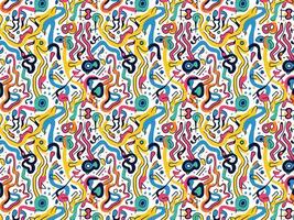 a colorful pattern with many different shapes and colors vector