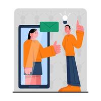 Concept of friendship meetings. Meetings online and in real life vector