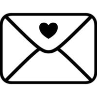 negro carta, correo electrónico icono con corazón vector