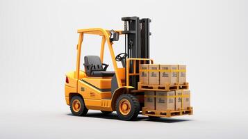 AI generated Industrial forklift stacker loader efficiently loading cardboard boxes in a spacious warehouse photo