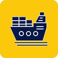 Ship Glyph Square Two Color Icon vector