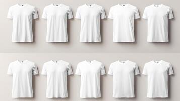 AI generated White blank t shirt with front and back views mockup template for design print presentation photo