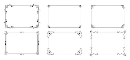 marcos caligráficos vintage. marco de caligrafía adornado, bordes ornamentales elegantes retro y adornos florales de filigrana para la plantilla de certificado enmarcado. conjunto de signos de ilustración vectorial aislada vector