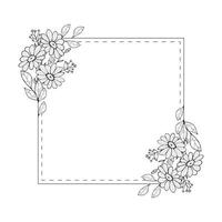 Floral spring summer card template. Square border frame decorated with daisy chamomile flowers on white background vector