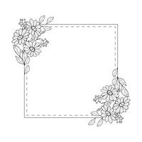 Floral spring summer card template. Square border frame decorated with daisy chamomile flowers on white background vector