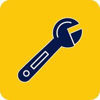 Adjustable Wrench Glyph Square Two Color Icon vector