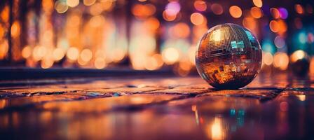 AI generated Playful entertainment props with glowing bokeh effect and dynamic light streaks for festive design photo