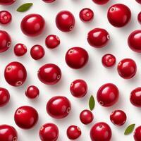 AI generated Fresh and vibrant ripe cranberries isolated on a clean white background   high quality image photo