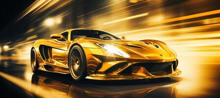 AI generated Vibrant racing bokeh background with dynamic car parts and electrifying performance symbols photo