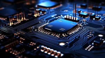 AI generated Futuristic cybernetic circuit background with clear and empty space for design projects photo