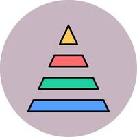 Pyramid Line Filled multicolour Circle Icon vector