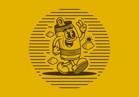 Mascot character illustration of walking beer can vector