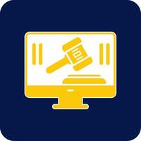 Auction Glyph Square Two Color Icon vector
