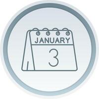 3rd of January Linear Button Icon vector