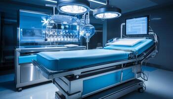 AI generated Cutting edge medical equipment and advanced devices in a state of the art operating room photo