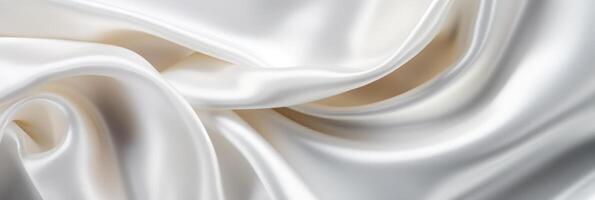 AI generated Elegant crumpled white silk fabric background and textureLuxury design with soft folds. photo