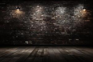 AI generated Abstract black brick wall texture on dark background for design projects and creative concepts photo