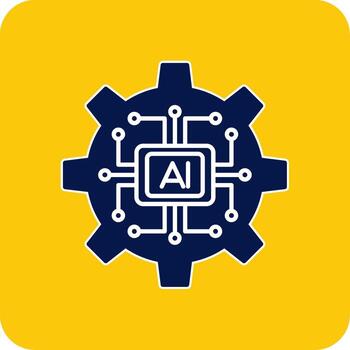 Artificial Intelligence Glyph Square Two Color Icon vector