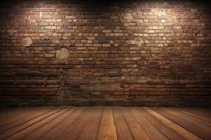 AI generated Dark background with textured black brick wall for graphic design and artistic projects photo