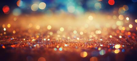 AI generated Festive background with blurred bokeh effect, colorful confetti, and dynamic party elements photo