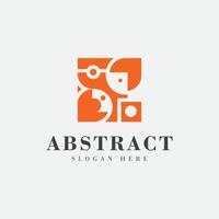 abstract logo design with an orange box shape vector