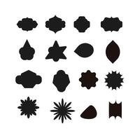 Large set of vector black silhouette frames or cartouches for badges in rounded ornaments decoration.