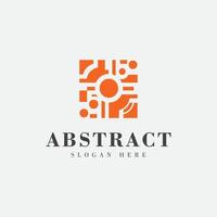 abstract logo design with an orange box shape vector