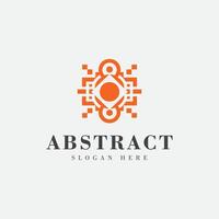 abstract logo design with an orange box shape vector