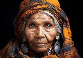 AI generated Elderly Indian woman. Woman's Day. Tradition and culture. photo