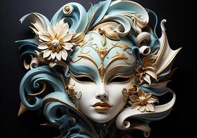 AI generated Venetian carnival mask. Tradition and glamour photo