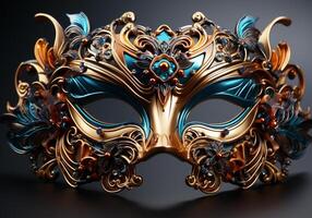 AI generated Venetian carnival mask. Tradition and glamour photo