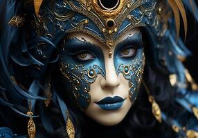 AI generated Venetian carnival mask. Tradition and glamour photo