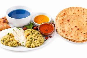 AI generated Indian breakfast  on white background photo