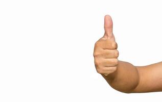 hand with thumb up isolated on white background photo