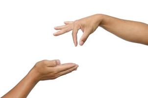 Hand gestures by two people. Expresses support for an opportunity to commensurate with others photo