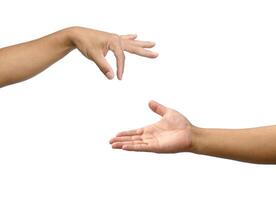 Hand gestures by two people. Expresses support for an opportunity to commensurate with others photo