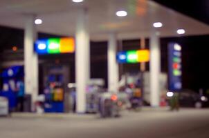 Blurring the gas station at night photo