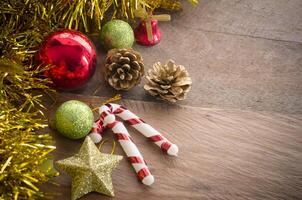 Christmas Border on wood - tone vintage photo