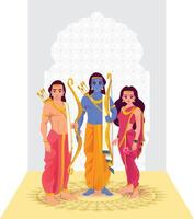 Lord Rama with Sita and Lakshman Vector illustration