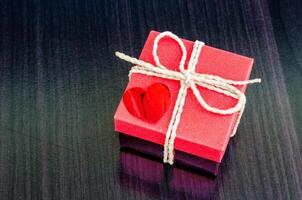 gift box on wooden background. photo