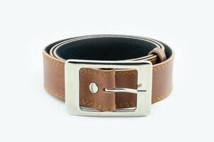 Brown belt men's white background. photo