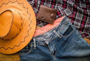 accessory for men, placed on a wooden floor. photo