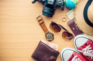 Travel accessories for trip photo