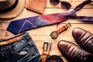 Travel Clothing accessories Apparel along for businessman photo