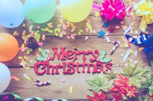 Merry Christmas greeting message on party background photo