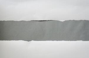 el papel es Rasgado en un gris antecedentes y allí es un cortar a el gratis espacio para tu texto. foto